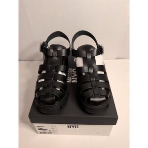 Madden NYC Women's Fisherman Block Heel Sandals Black Size 8.5 Adjustable Strap
